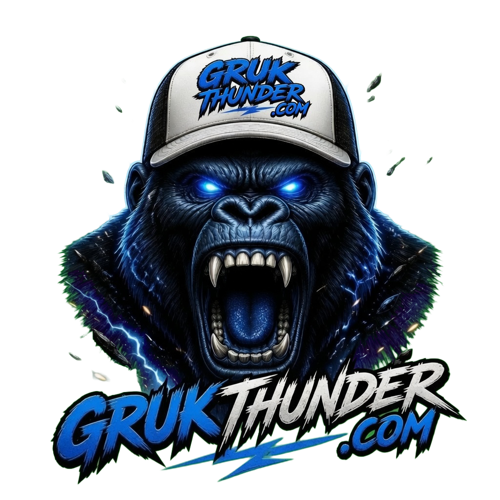 Gruk Thunder gorilla mascot wearing a branded cap
